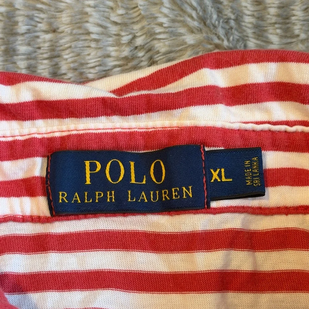 Polo Ralph Lauren Shirt Mens XL Short Sleeve Red White Striped Soft Cotton